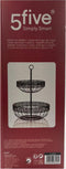 Dubbele etagere fruitschaal/fruitmand rond zwart metaal 30 x 42 cm - Fruitschalen/fruitmanden - Draadmand van metaal