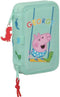Dubbele etui Peppa Pig George Munt 12.5 x 19.5 x 4 cm (28 Onderdelen)