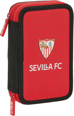 Dubbele etui Sevilla Fútbol Club Zwart Rood 12.5 x 19.5 x 4 cm (28 Onderdelen)