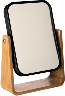 Dubbele make-up spiegel/scheerspiegel op voet 16 x 6 x 22 cm zwart - Badkamer scheerspiegels op standaard