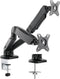 Dubbele Monitor arm met gasveer – Monitor beugel voor 2 schermen 13-32 inch – VESA 75x75, 100x100 - Draai- kantel- en zwenkbaar – Incl. USB en audio poorten – Ewent EW1516