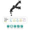Dubbele Monitor arm met gasveer – Monitor beugel voor 2 schermen 13-32 inch – VESA 75x75, 100x100 - Draai- kantel- en zwenkbaar – Incl. USB en audio poorten – Ewent EW1516