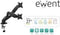 Dubbele Monitor arm met gasveer – Monitor beugel voor 2 schermen 13-32 inch – VESA 75x75, 100x100 - Draai- kantel- en zwenkbaar – Incl. USB en audio poorten – Ewent EW1516