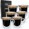 Dubbelwandige ESPRESSO glazen met oor van borosilicaat - Warme en koude dranken kopjes - 70 ML - Set van 6 - VDN