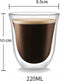 Dubbelwandige Glazen - 220 ml - Set van 6 - Koffieglazen - Theeglas - Cappuccino Glazen - Latte Macchiato Glazen
