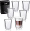 Dubbelwandige Koffieglazen Theeglazen - 300 ML koffietassen - Set Van 6 Handgeblazen Cappuccino Latte Macchiato Glazen Dubbelwandig - VDN