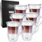Dubbelwandige Koffieglazen Theeglazen met oor - 300 ML koffietassen - Set Van 6 Handgeblazen Cappuccino Latte Macchiato Glazen - VDN
