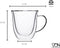 Dubbelwandige theeglazen koffieglazen met oor - Cappuccino glazen - Warme en koude dranken koffietassen dubbelwandig - 250 ML - Set van 6 - VDN