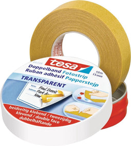 Dubbelzijdige plakband Tesa 15mmx10m in bewaarblik - 12 stuks - 12 stuks