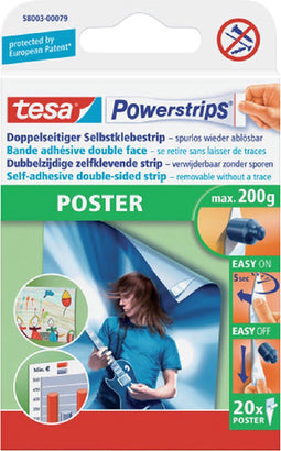 Dubbelzijdige powerstrip tesa poster 20stuks blister | 15 stuks