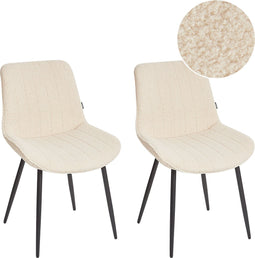 DUBROVNIK - Eetkamerstoel set van 2 - Lichtbeige - Bouclé