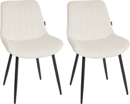 DUBROVNIK - Eetkamerstoel set van 2 - Lichtbeige - Fluweel