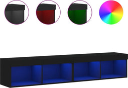 vidaXL - Tv-meubels - met - LED-verlichting - 2 - st - 80x30x30 - cm - zwart