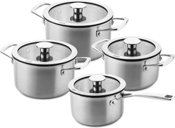 DUCQ Downdraft pannenset - 4 delig - met glazen deksels