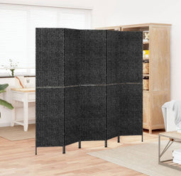 vidaXL - Kamerscherm - met - 5 - panelen - 205x180 - cm - waterhyacint - zwart