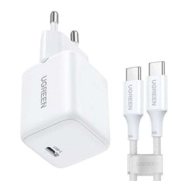 UGREEN X513 - NETWERKOPLADER 30W GaN - 1x USB-C + USB-C-kabel 1m - Wit
