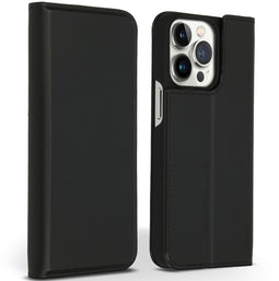 Accezz iPhone 13 Pro - Premium Leather Slim Bookcase - Echt Nappa leer - Zwart