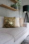 Dutch Decor AVERY - Sierkussen velvet 45x45 cm - Military Olive - groen met goudkleurige print - Inclusief binnenkussen