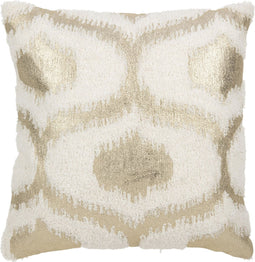J-Line kussen Folie Print - katoen - wit/goud