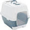 vidaXL - Kattenbak - met - deksel - 56x40x40 - cm - polypropeen - wit - en - blauw