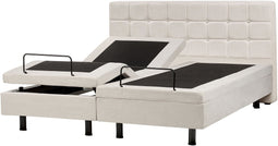 DUKE - Tweepersoonsbed - Lichtbeige - 160 x 200 cm - Polyester