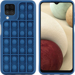 iMoshion Hoesje Geschikt voor Samsung Galaxy A12 Hoesje Siliconen - iMoshion Pop It Fidget Toy - Pop It hoesje - Donkerblauw