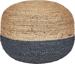 DUKI - Poef - Natuurlijk/Donkerblauw - 50 cm - Jute