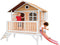 AXI Stef Speelhuis in Bruin/Wit - Met Verdieping en Rode Glijbaan - Speelhuisje voor de tuin / buiten - FSC hout - Speeltoestel voor kinderen