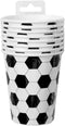 Papieren drinkbekers | 8 stuks | Kleur: Zwart Wit | Thema: Voetbal