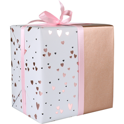 Klika - Cadeaupapier | 30cm | 100m | Hearts | metallic goud