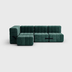 Curt-set 9 - E.g. Flexible Small Corner Sofa - Barcelona - Serpentine - V3347/39 (green)