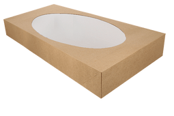 Klika - Cateringdozen kraft groot met ovaal venster 56x38x8cm BIO | 50 stuks