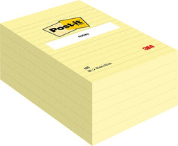 Post-it - Memoblok 660 102x152mm lijn geel | 1 stuk | 6 stuks
