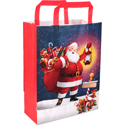 Klika - Tas | Kerstman | Papier | platte handgreep | 22x 10x29cm | draagtas | 50 stuks