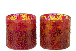 Jline Geurkaars Bloemen - Mozaïek - 45 Uur - Set Van 2