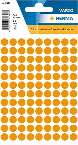 HERMA - Etiket 1844 rond 8mm fluor oranje 540 stuks
