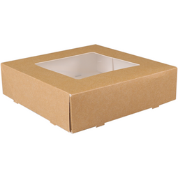 Klika - Gebaksdoos | karton + PET | 19x19x5cm | met venster | bruin | 200 stuks