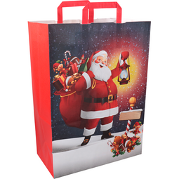 Klika - Tas | Kerstman | Papier | platte handgreep | 32x 17x45cm | draagtas | 50 stuks