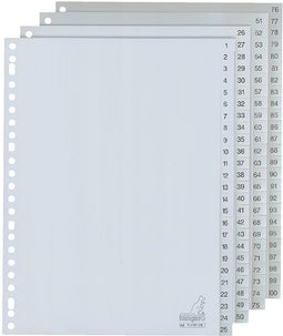 Kangaro - Tabbladen 23-gaats G4100CM 1-100 genummerd grijs PP | 1 set | 5 stuks