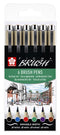 Sakura - Brushpen pigma set 6 kleuren | 6 stuks