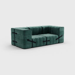 Curt-set 7 - E.g. Flexible 2-seater With Armrests - Barcelona - Serpentine - V3347/39 (green)