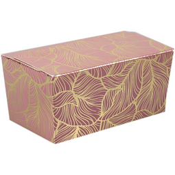 Klika - Ballotin | Leafs | karton + PP + PET | 250gr | 55x113x62mm | roze/goud | 50 stuks