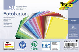 Folia Paper - Fotokarton Folia A5 pak à 50 vel assorti 270 g/m2