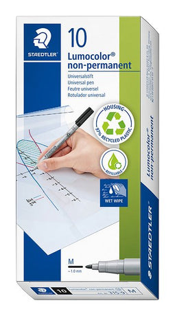 Staedtler - Viltstift Lumocolor 315 non permanent M zwart | 10 stuks