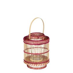 Mica Decorations Lantaarn Classic - 18x18x25 cm - Bamboe - Roze