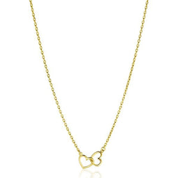 Goudkleurige Ketting met Twee Verbonden Hartjes - 40-45cm