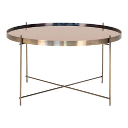 Venezia Coffee Table - Coffee Table In Brass Colored Steel With Glass ø70xh40cm