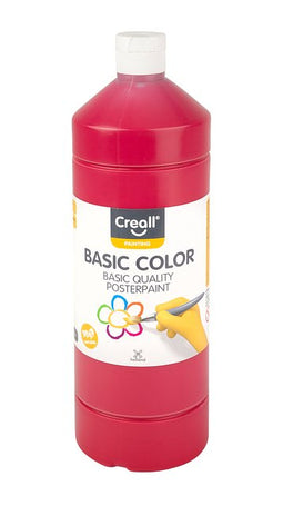 Creall - Plakkaatverf basic 07 primair rood 1000 ml | Fles a 1000 milliliter | 6 stuks