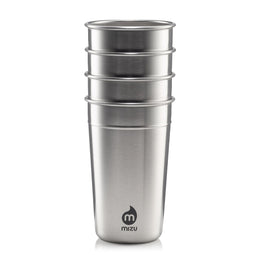 Mizu - Reusable Pint Cups | 16 oz Stainless Party Cup | Set of 4 | Stainless