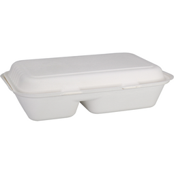Depa® - ® Bak | Bagasse (suikerrietpulp) | 2-vaks | 1000ml | maaltijdbox | 25x16x6cm | wit | 50 stuks